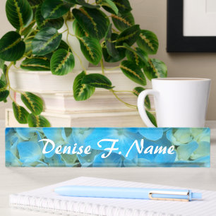 Blue French Hydrangea Personalised Floral Nameplate
