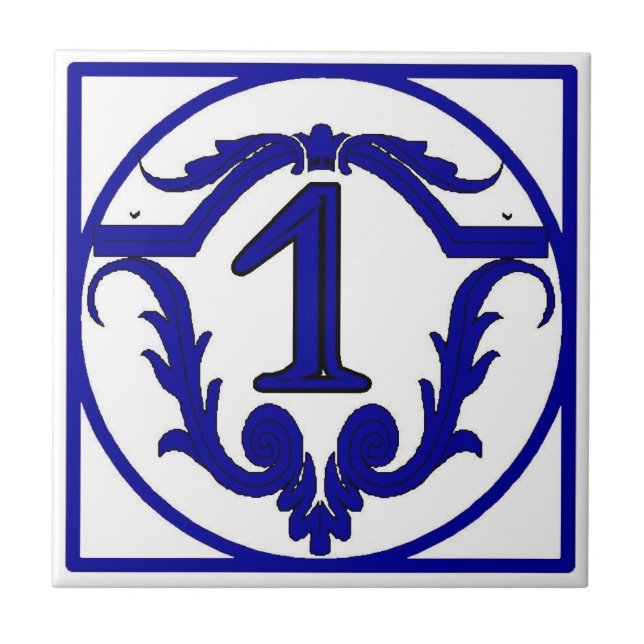 Blue French Letter House Number Tiles (Front)