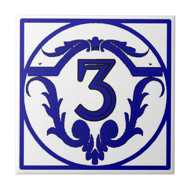 Blue French Letter House Number Tiles (Front)