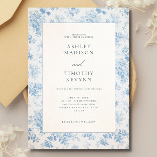 Blue French Personalized Wedding Invitation