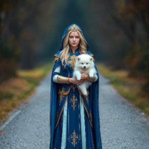 Blue French Princesse with little white dog Tissue Paper