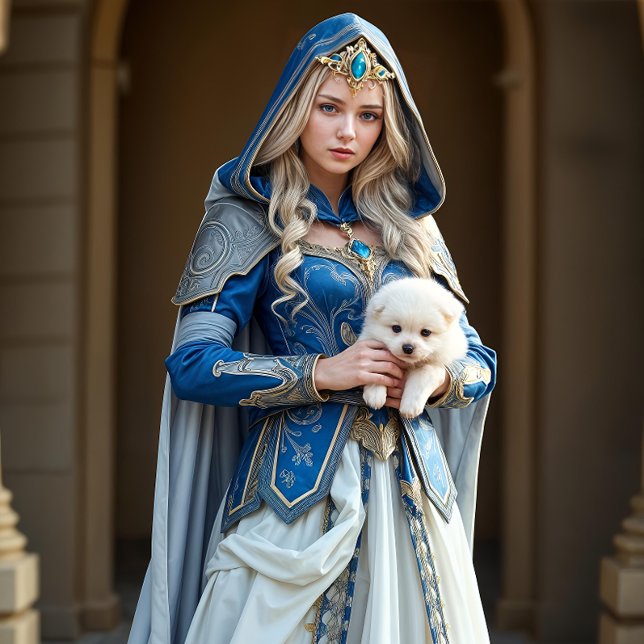 Blue French Princesse with little white dog Tissue Paper (Creator Uploaded)
