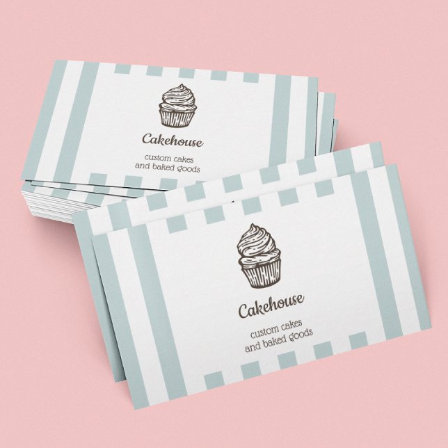 Blue French Style Cake Shop Business Card (Creator Uploaded)