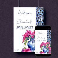 Blue French Tiles Bougainvillea bridal shower