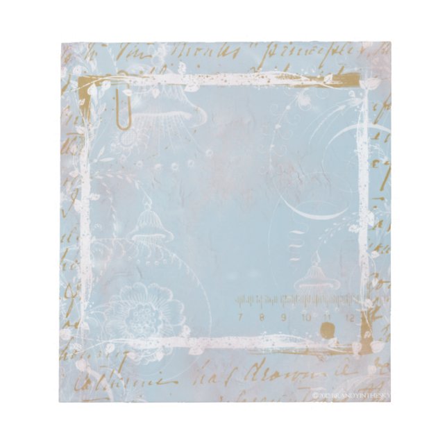 Blue French Toile Elegant Notepad Scratch Pad (Front)