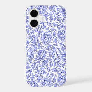 Blue French Toile Floral Pattern
