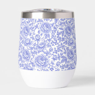 Blue French Toile Floral Pattern