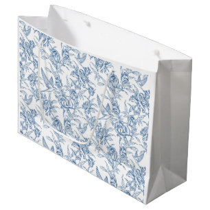 Blue French Toile Large Gift Bag