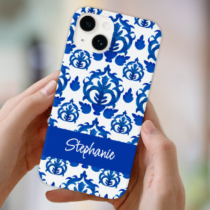 Blue French Toile Name Case-Mate iPhone 14 Case