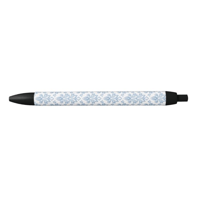 Blue French Toile Pattern Black Ink Pen (Front)