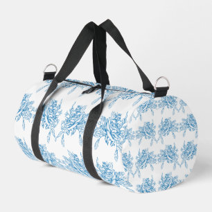 Blue French Toile Pattern Duffle Bag