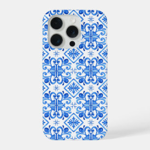 Blue French Toile Pattern iPhone 15 Pro Case