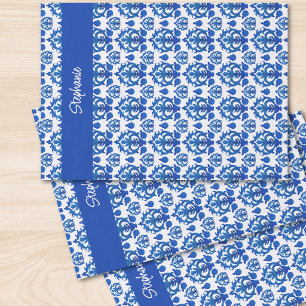 Blue French Toile Pattern Name Tissue Paper