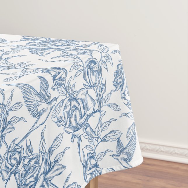 Blue French Toile Tablecloth (In Situ)