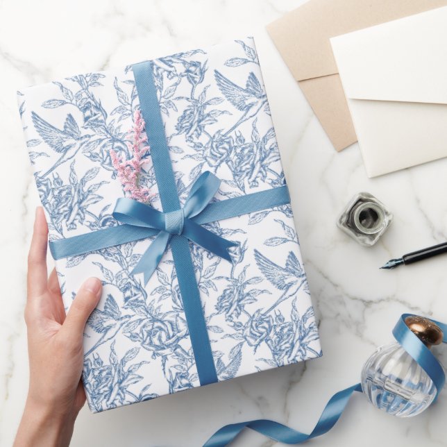 Blue French Toile Wrapping Paper (Gifting)