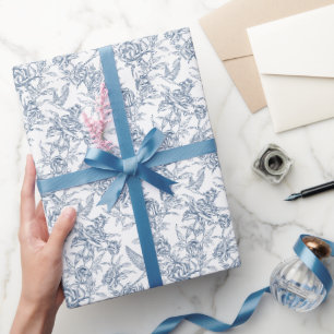 Blue French Toile Wrapping Paper