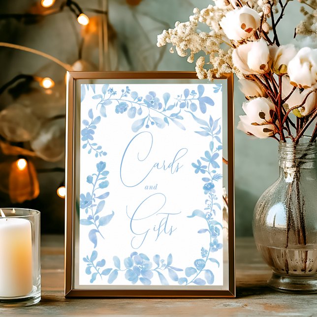 Blue french vintage floral sign bridal shower (Blue french vintage floral sign bridal shower)