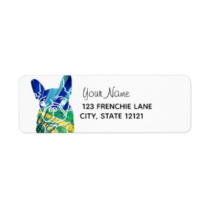 Blue Frenchie Dog Return Address Label
