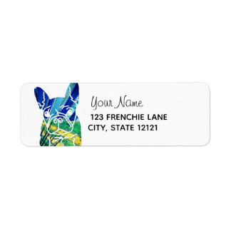 Blue Frenchie Dog Return Address Label