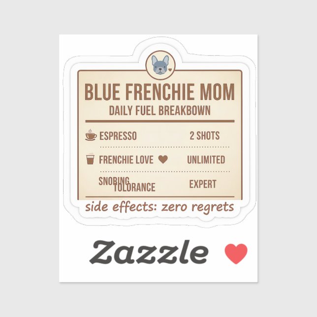 Blue Frenchie Mum Daily Fuel Breakdown Design (Sheet)