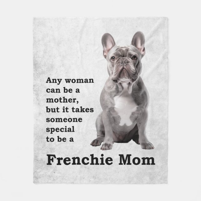 Blue Frenchie Mum Fleece Blanket (Front)