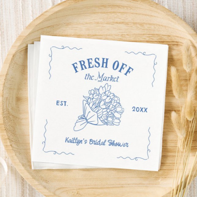 Blue Fresh Off The Market Bridal Shower Napkin (Creator Uploaded)