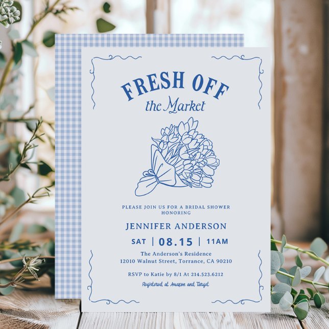 Blue Fresh Off The Market Garden Bridal Shower  Invitation (Creator Uploaded)