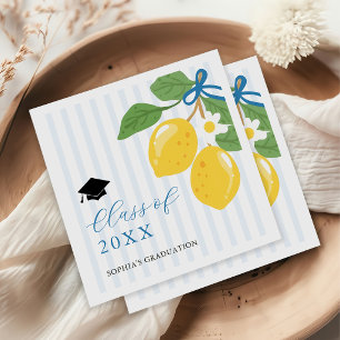 Blue Freshly Lemon Citrus Graduation Party Napkin