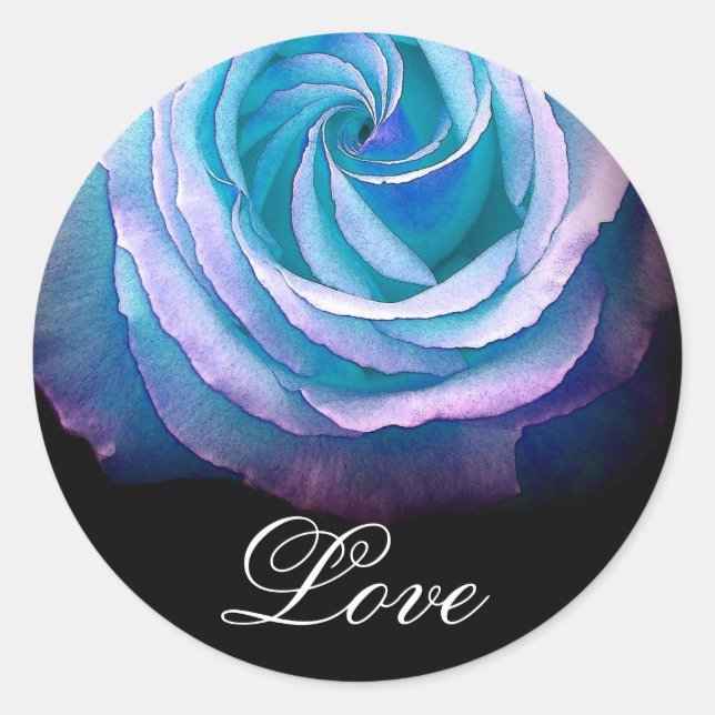 BLUE Frilly Rose - Wedding Envelope Seal (Front)