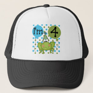 Blue Frog 4th Birthday Tshirts and Gifts Trucker Hat