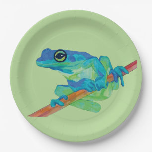 Blue Frog Paper Plate