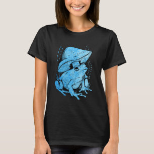 Blue Frog with mushroom Cottagecore Style T-Shirt
