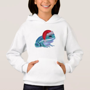 Blue frog with Santa hat.