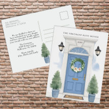 Blue Front Door Moving Announcement