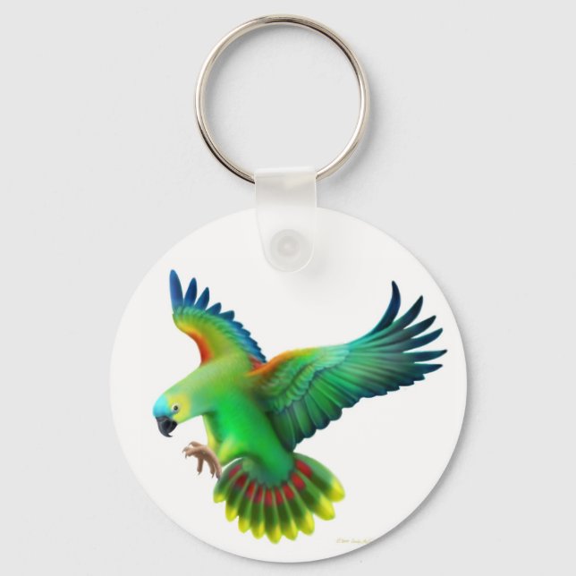 Blue Fronted Amazon Parrot Keychain (Front)