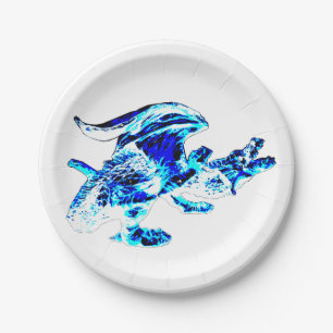 Blue Frost Dragon Paper Plate