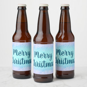 Blue frost Merry Christmas Beer Bottle Label