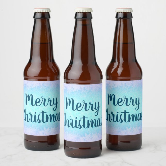 Blue frost Merry Christmas Beer Bottle Label (Bottles)