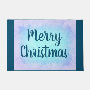 Blue frost Merry Christmas Doormat