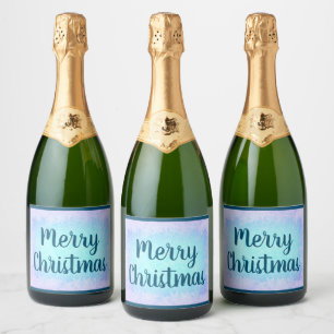 Blue frost Merry Christmas Sparkling Wine Label