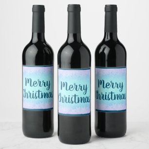 Blue frost Merry Christmas Wine Label