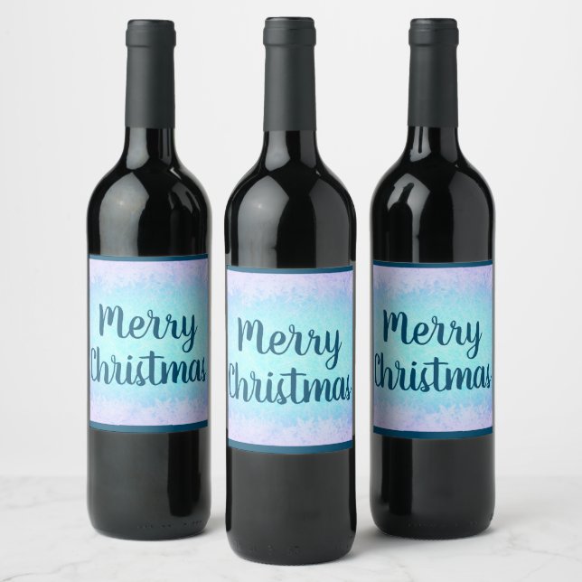 Blue frost Merry Christmas Wine Label (Bottles)