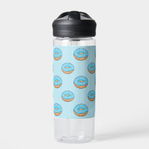 Blue Frosted Donut with Sprinkles Cartoon Water Bottle