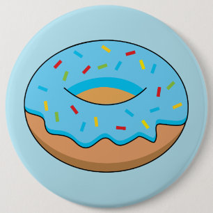 Blue Frosted Doughnut with Sprinkles Cartoon 6 Cm Round Badge