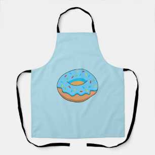 Blue Frosted Doughnut with Sprinkles Cartoon Apron