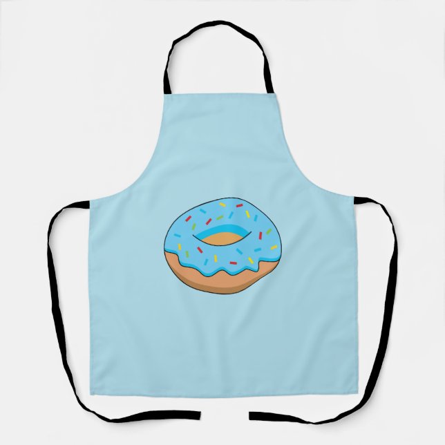 Blue Frosted Doughnut with Sprinkles Cartoon Apron (Front)