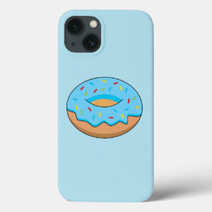 Blue Frosted Doughnut with Sprinkles Cartoon iPhone 13 Case