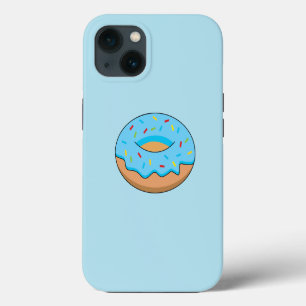 Blue Frosted Doughnut with Sprinkles Cartoon iPhone 13 Case