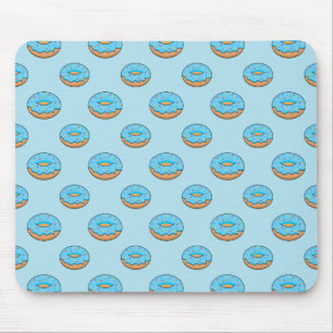 Blue Frosted Doughnut with Sprinkles Cartoon Mouse Pad