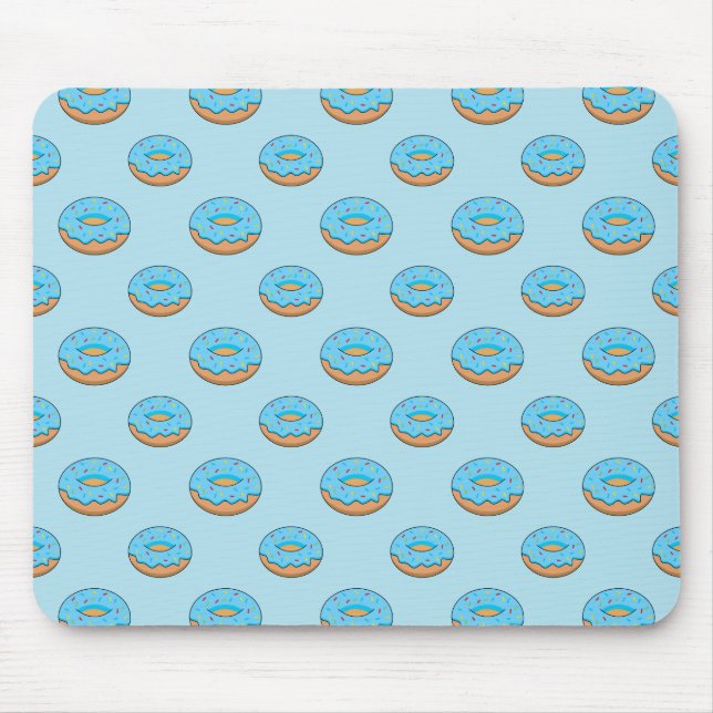 Blue Frosted Doughnut with Sprinkles Cartoon Mouse Pad (Front)